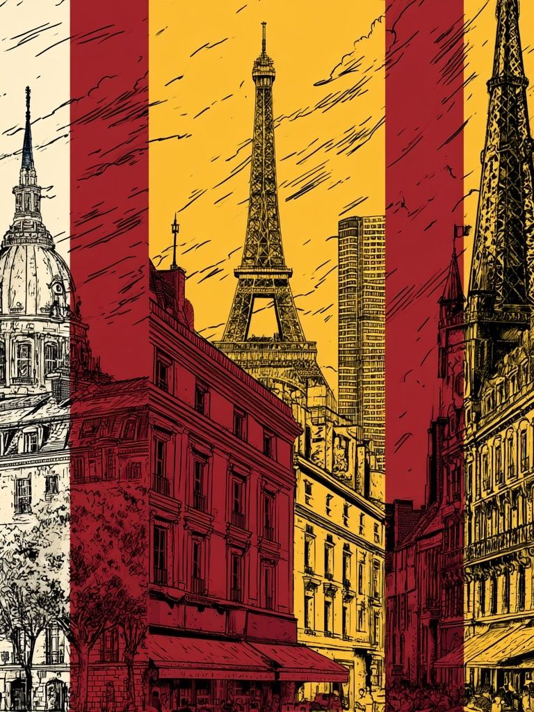 Paris Landmarks Vintage Print. poster — maps-travel art