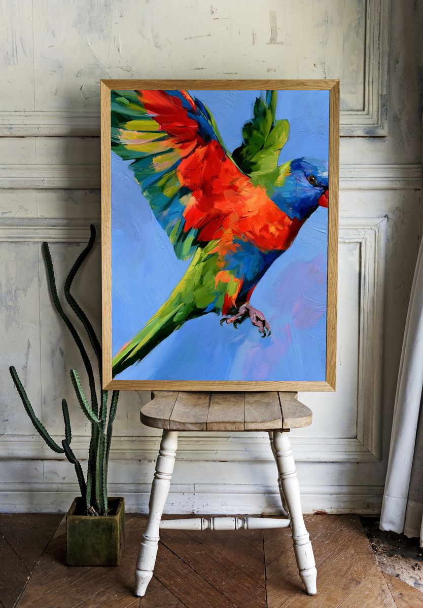 Colorful Parrot Painting Poster. room preview