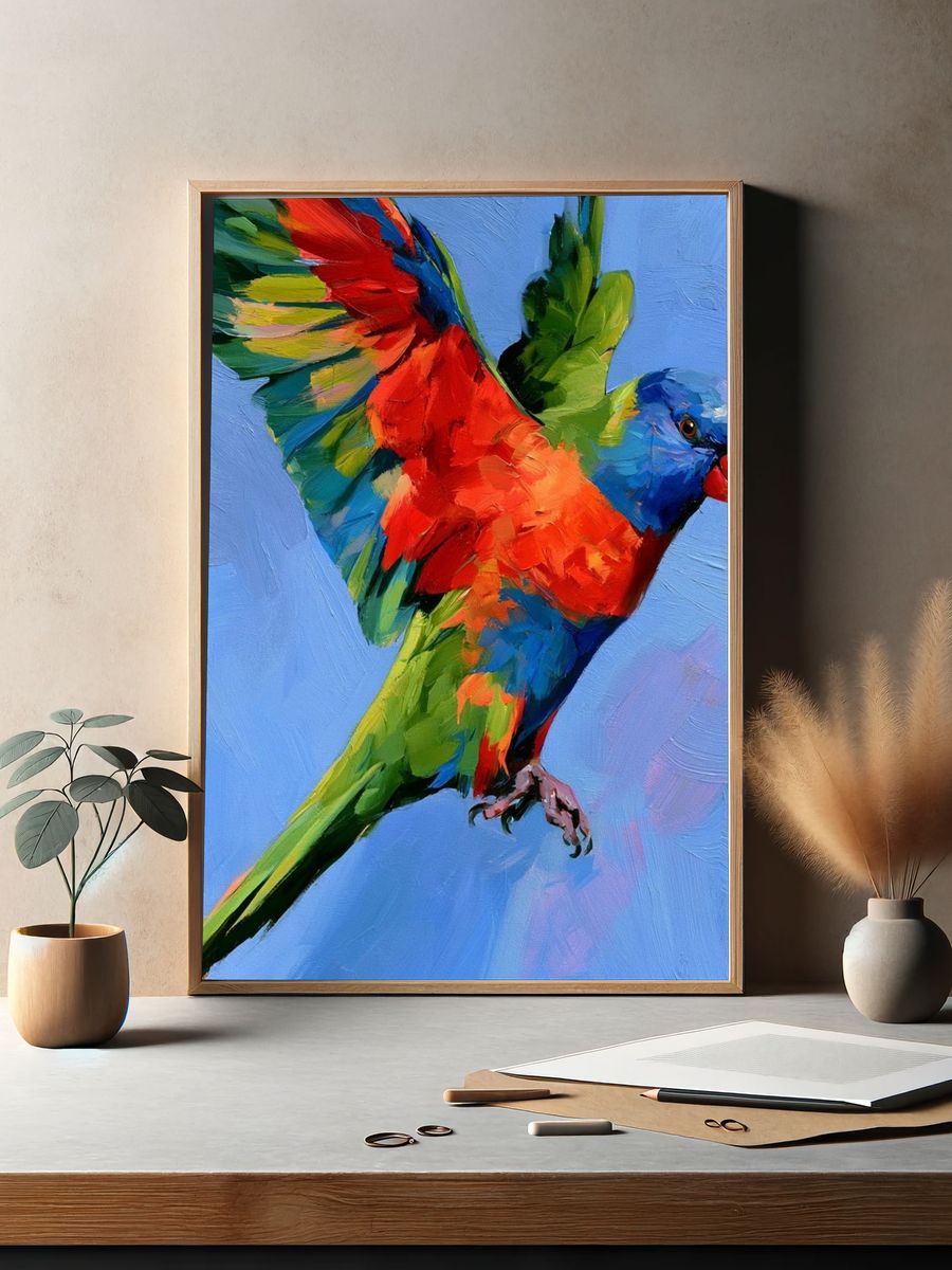 Colorful Parrot Painting Poster. — room view 2