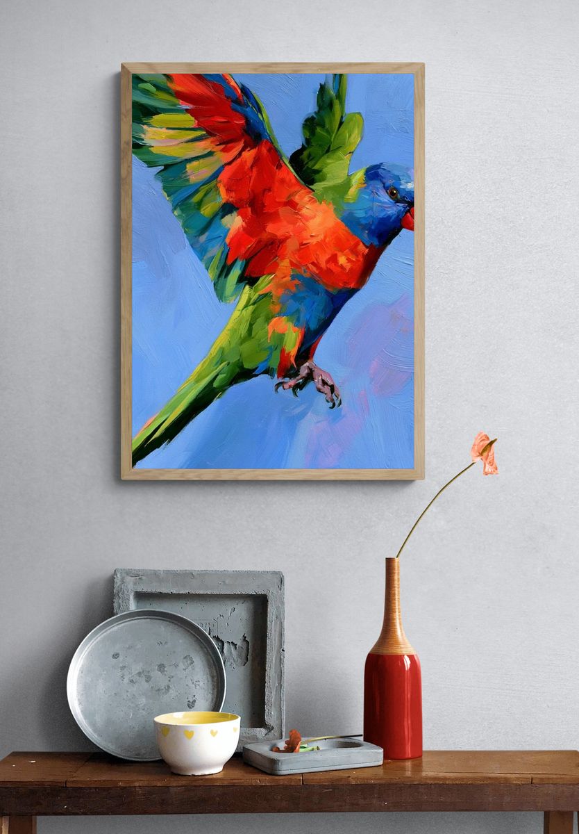 Colorful Parrot Painting Poster. — room view 3