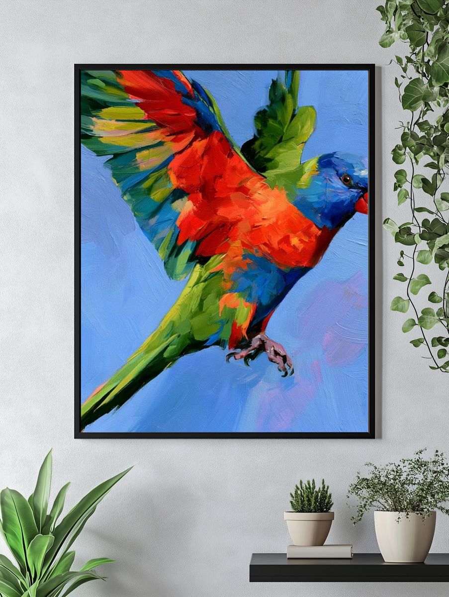 Colorful Parrot Painting Poster. — room view 4