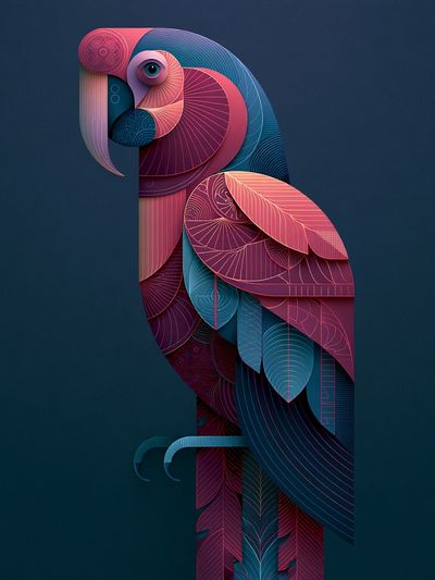 Geometric Parrot Illustration Poster. poster