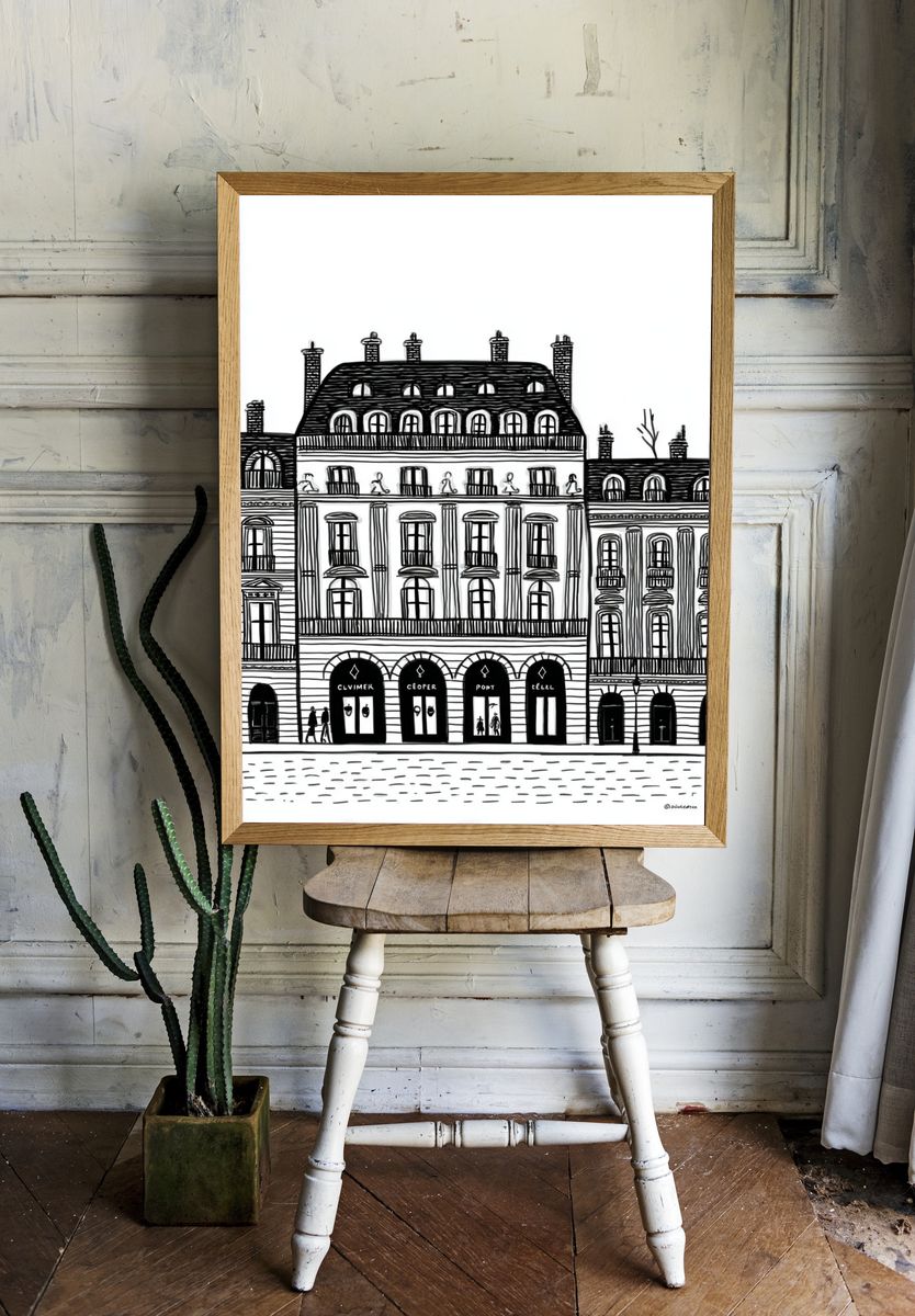 Parisian Architecture — Line Art Print room preview