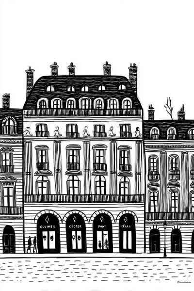 Parisian Architecture — Line Art Print. poster print