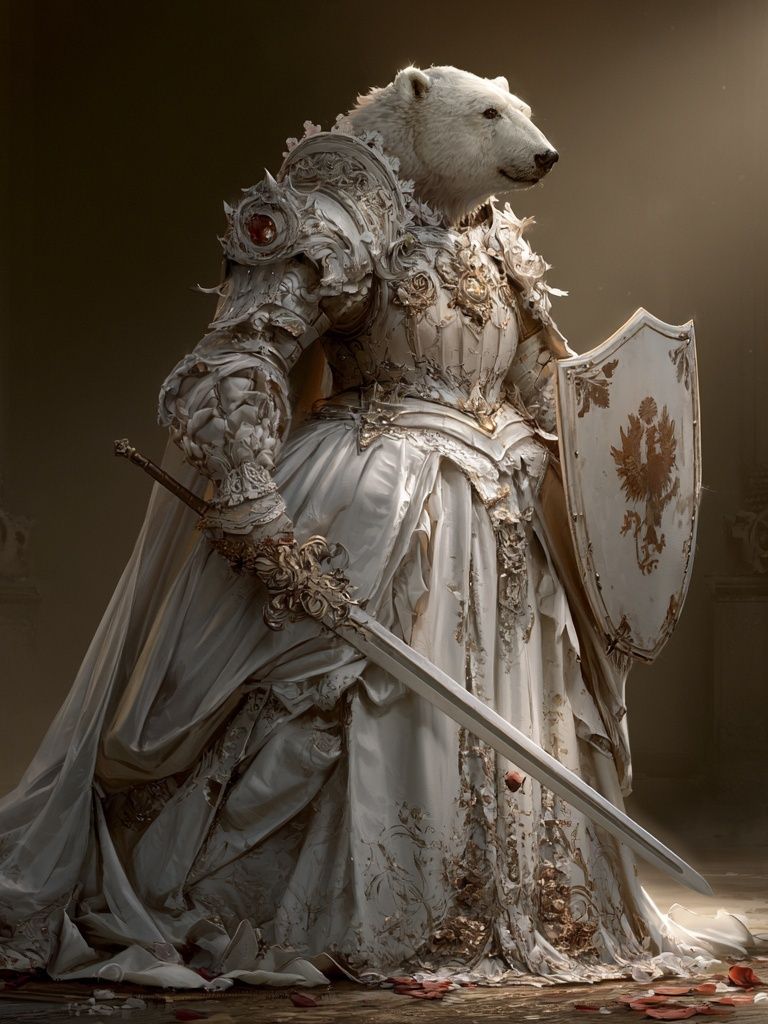 Polar Bear Knight Fantasy Print. poster — illustration art