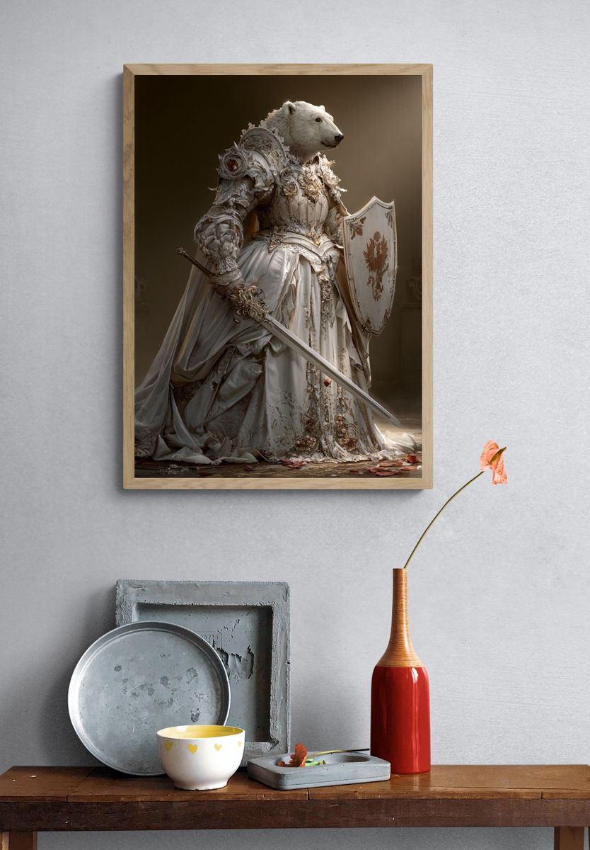 Polar Bear Knight Fantasy Print. — room view 3