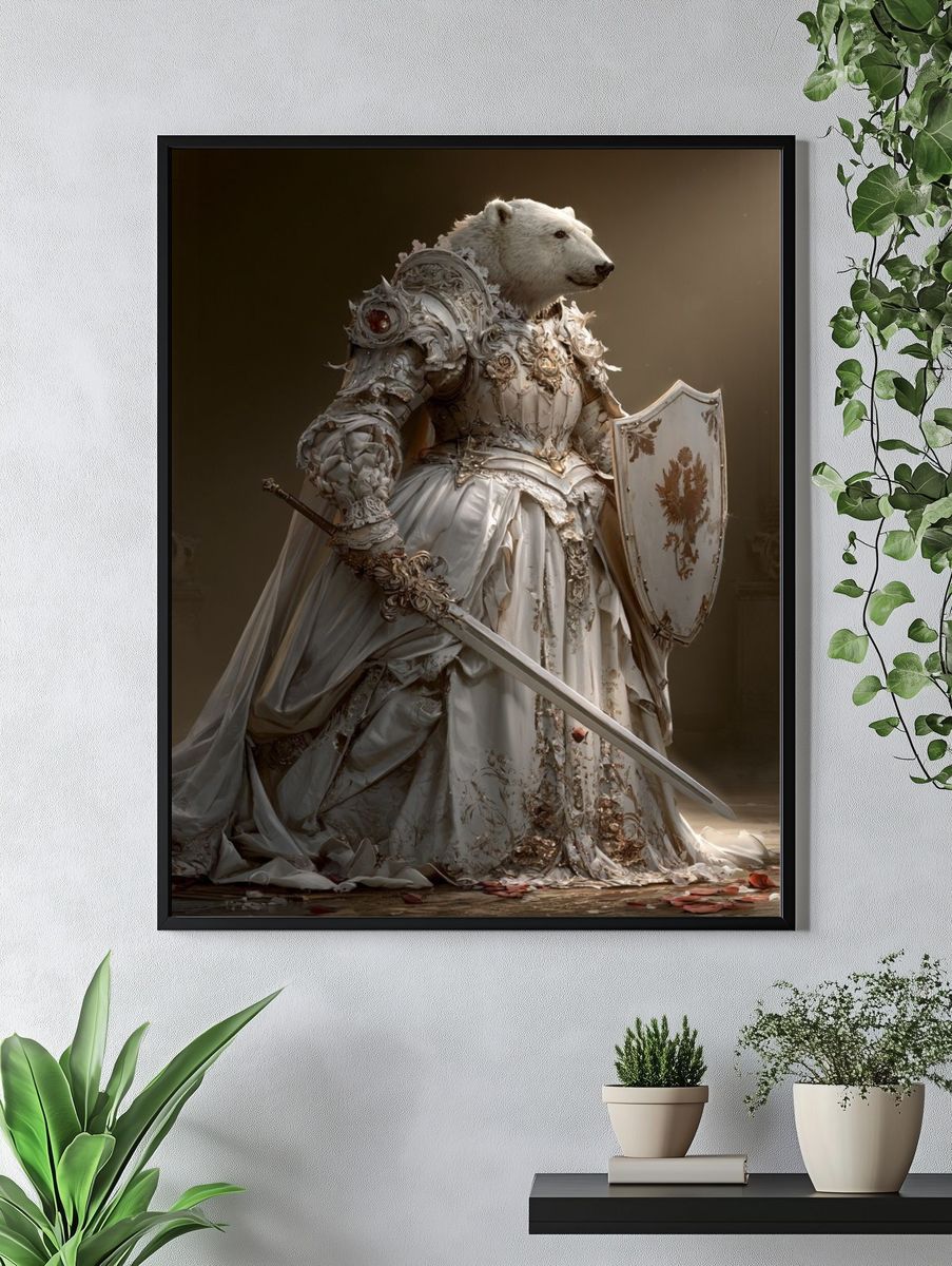Polar Bear Knight Fantasy Print. — room view 4