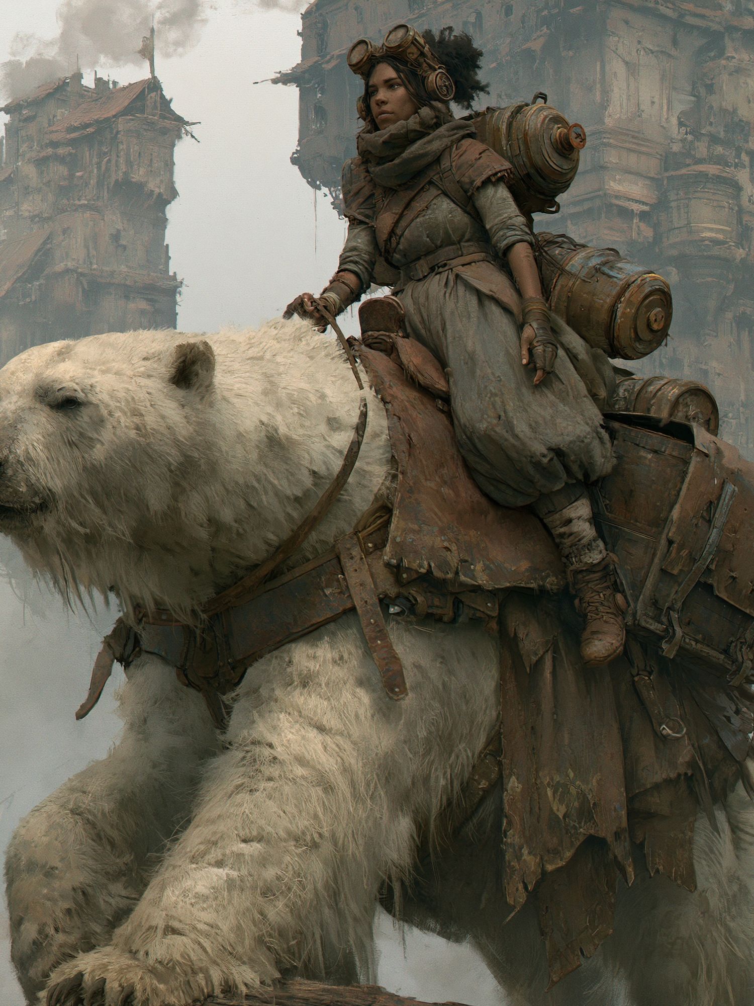 Polar Bear Rider Fantasy Print. poster — illustration art