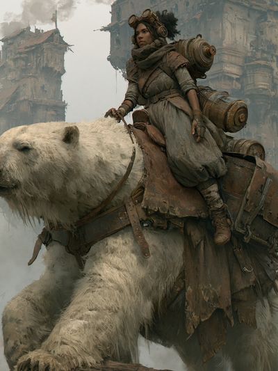 Polar Bear Rider Fantasy Print. poster print