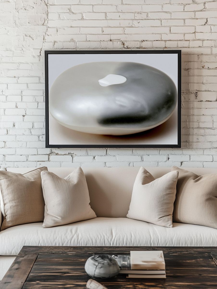 Smooth Pebble Still Life Print. room preview