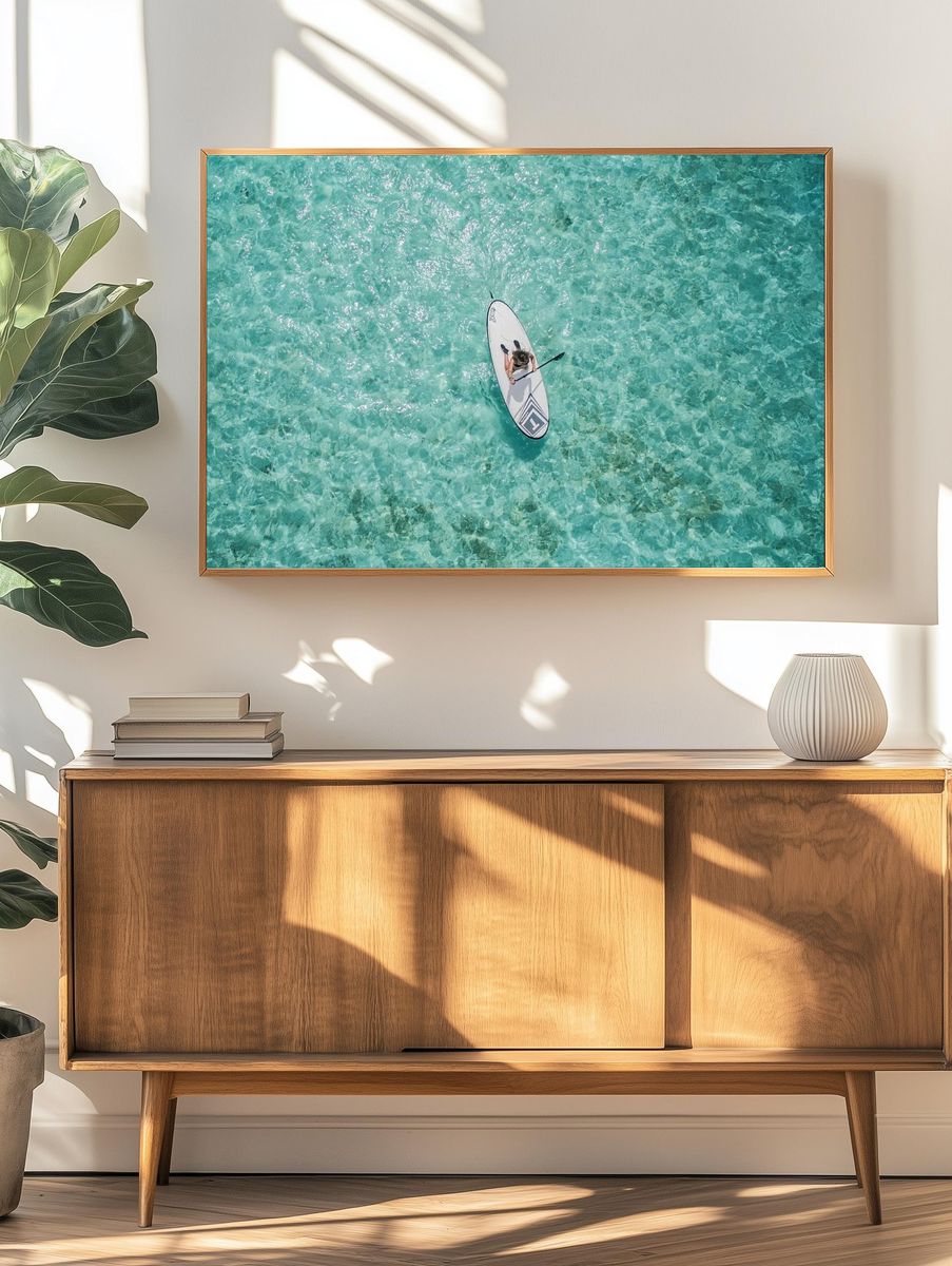 Paddleboarding in Crystal Clear Waters — Photography Print. — room view 3
