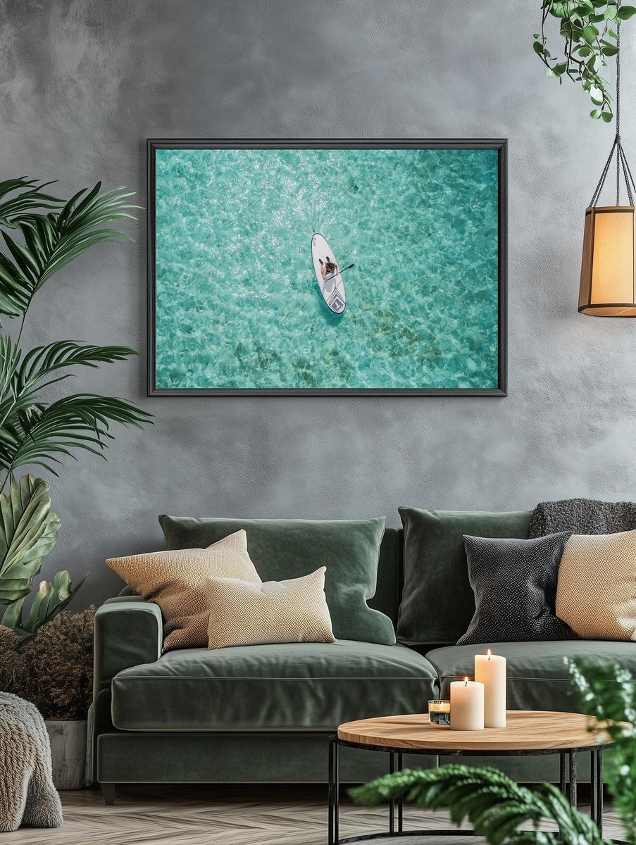 Paddleboarding in Crystal Clear Waters — Photography Print. — room view 4
