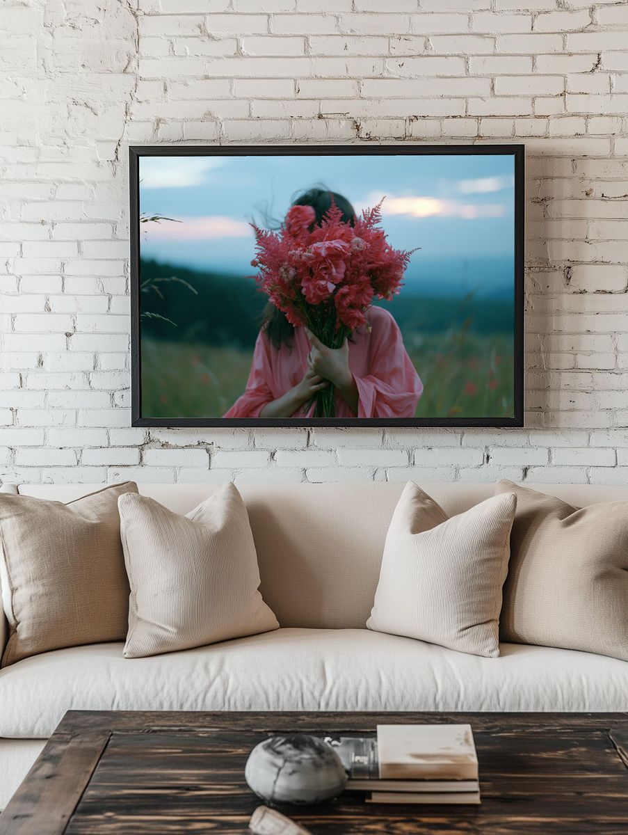 Pink Bouquet Portrait Photography Poster. — room view 1