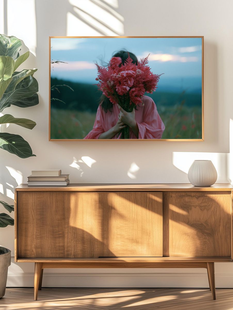 Pink Bouquet Portrait Photography Poster. — room view 3