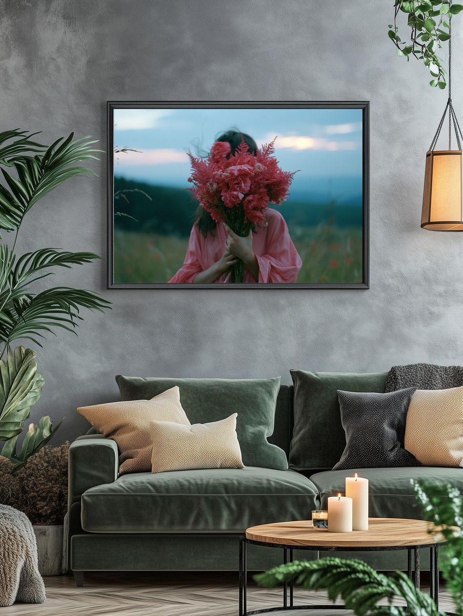 Pink Bouquet Portrait Photography Poster. — room view 4