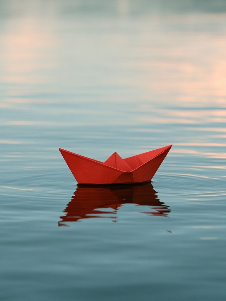 Red Paper Boat Photography Poster. poster detail