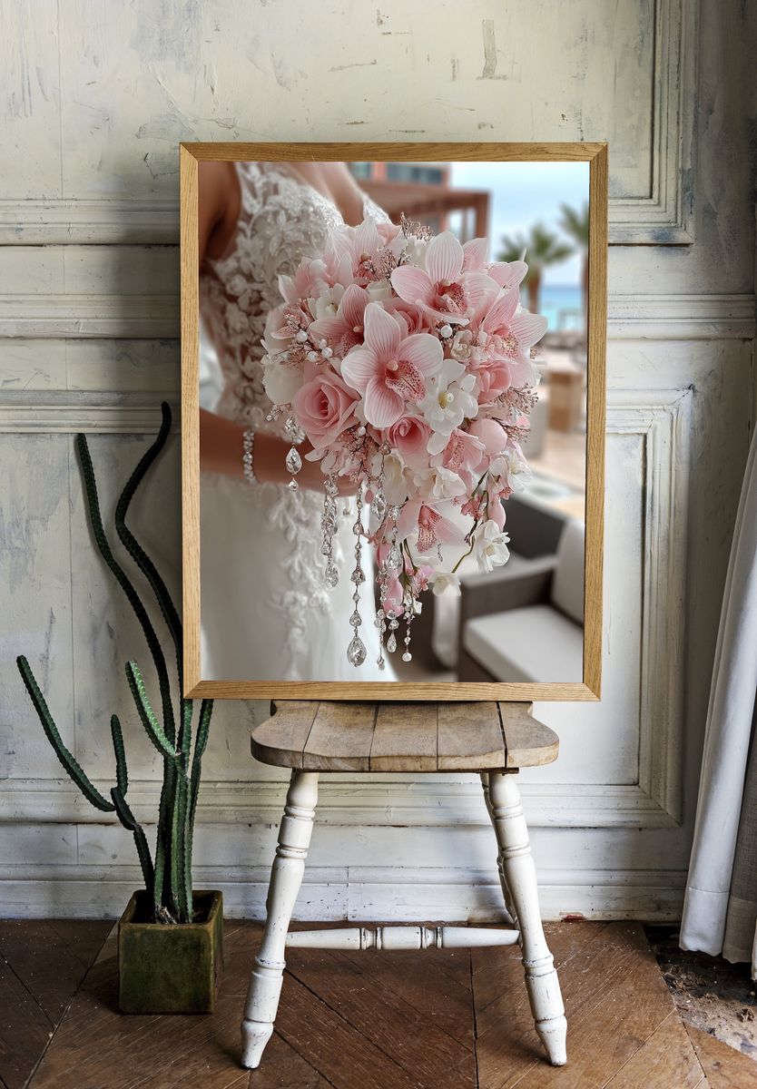 Pink Bridal Bouquet Photography Poster. — room view 1