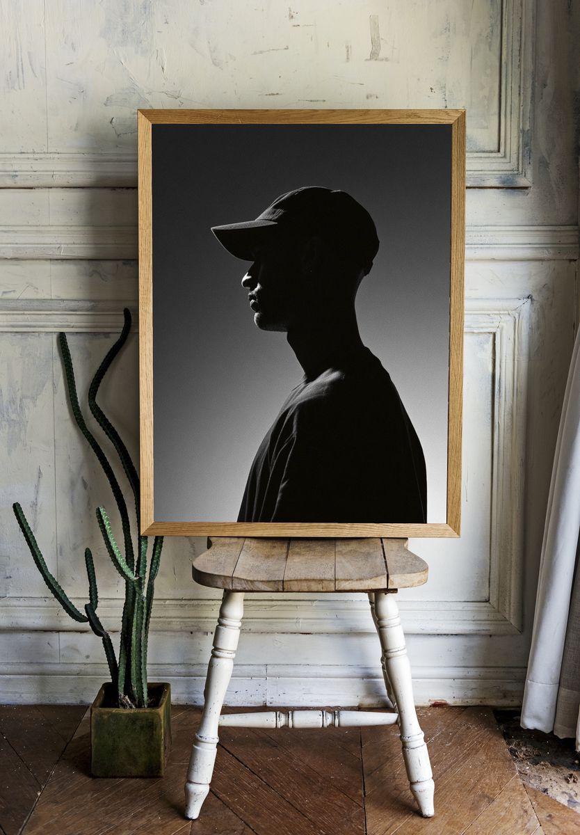 Silhouette Cap Portrait Photography Poster. — room view 1
