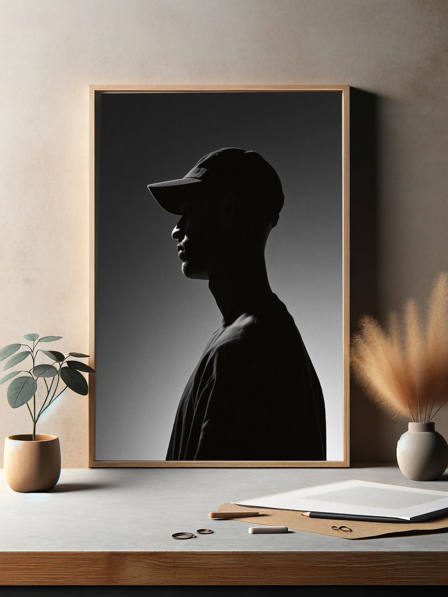 Silhouette Cap Portrait Photography Poster. — room view 2