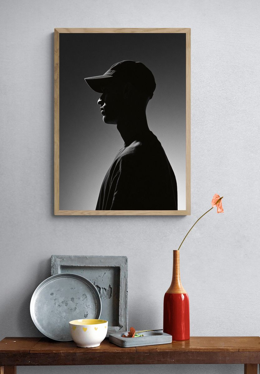 Silhouette Cap Portrait Photography Poster. — room view 3