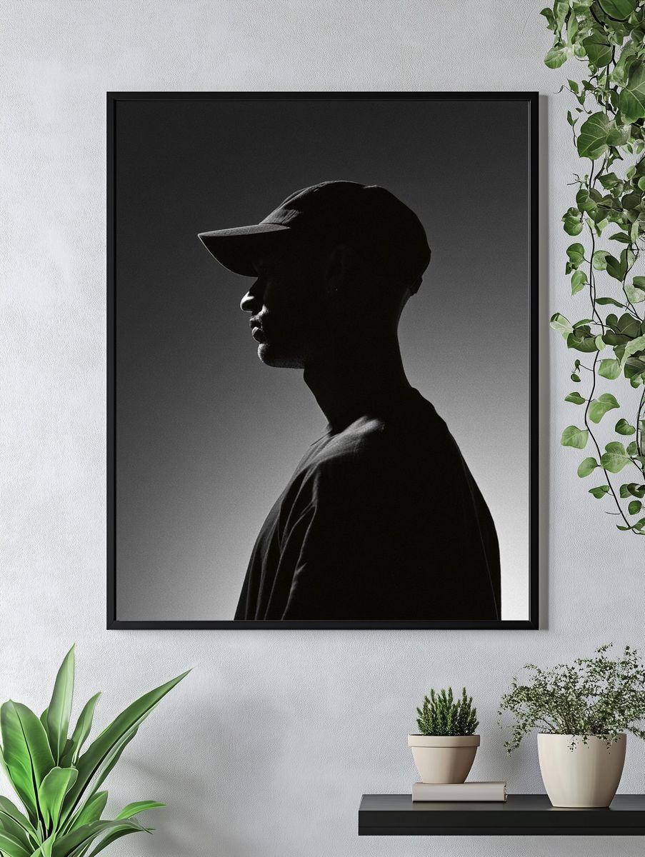 Silhouette Cap Portrait Photography Poster. — room view 4
