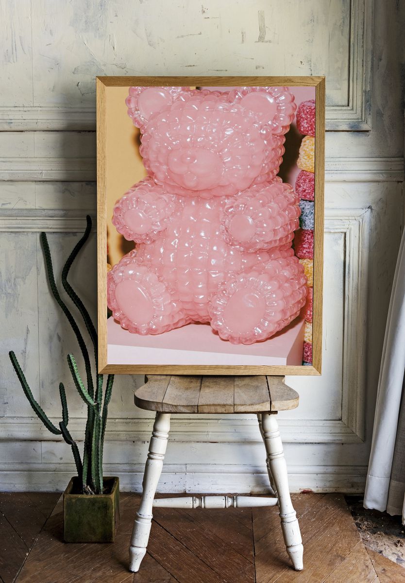 Pink Gummy Bear Photography Poster. — room view 1