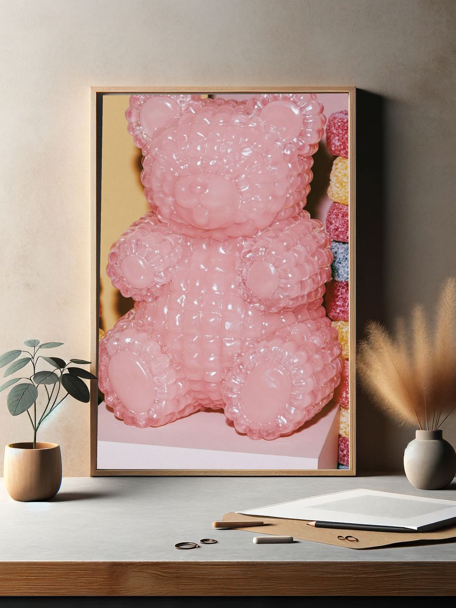 Pink Gummy Bear Photography Poster. — room view 2