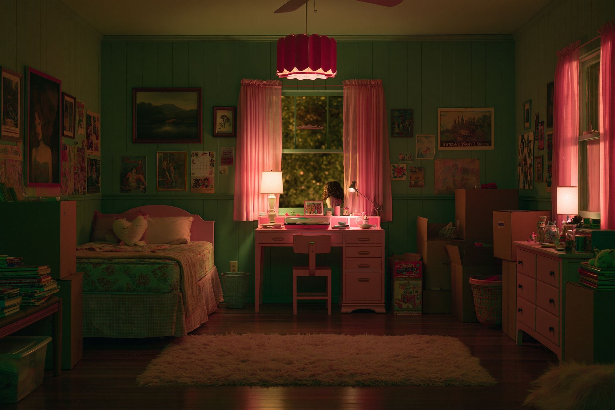 Pink Bedroom Interior Photography Poster. poster — photography art