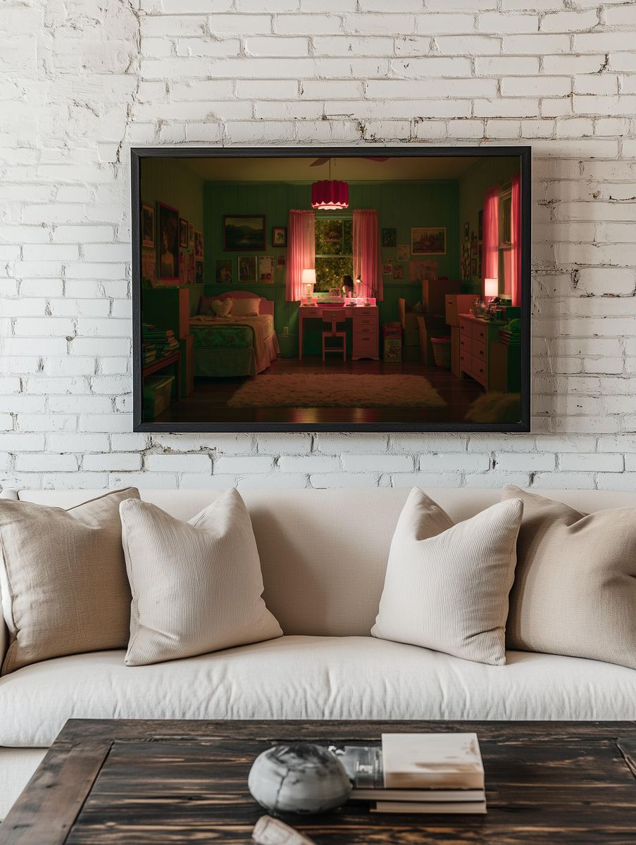 Pink Bedroom Interior Photography Poster. — room view 1