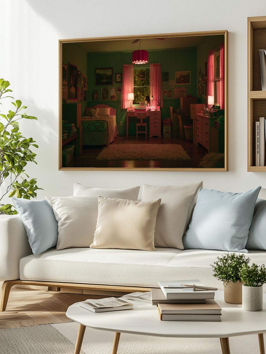 Pink Bedroom Interior Photography Poster. — room view 2