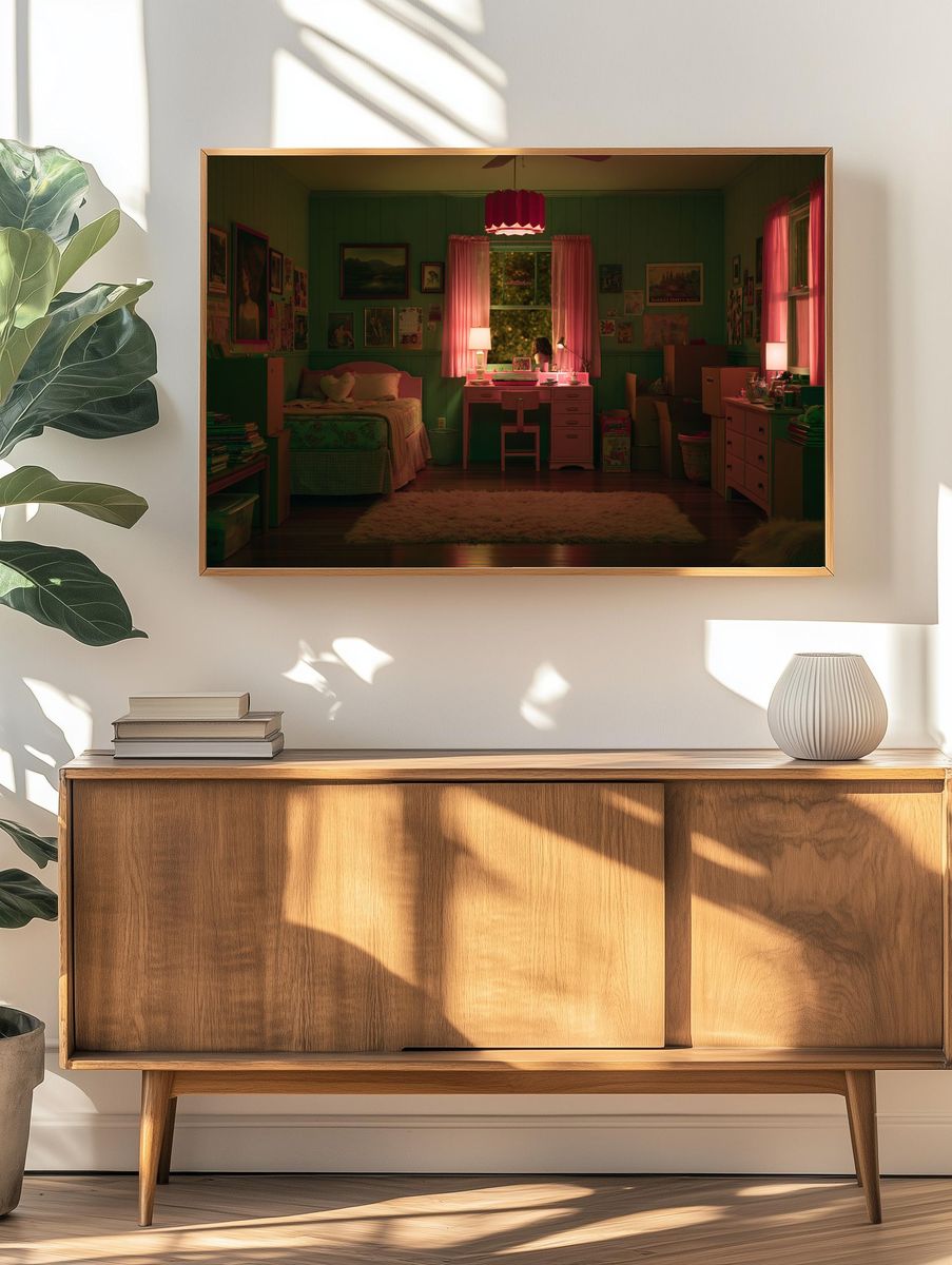 Pink Bedroom Interior Photography Poster. — room view 3