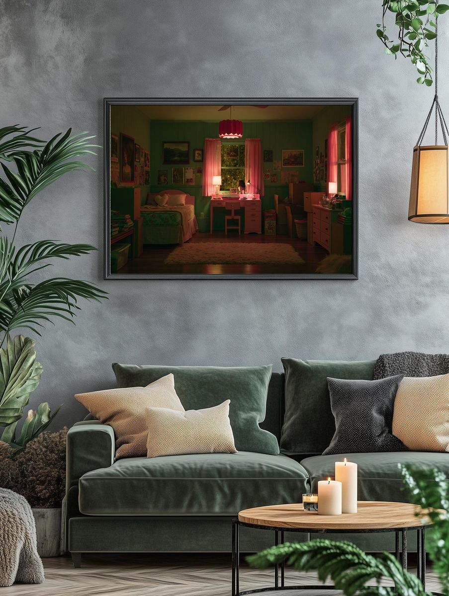 Pink Bedroom Interior Photography Poster. — room view 4