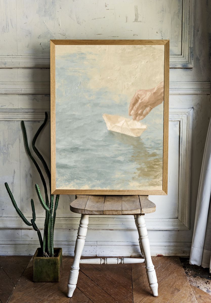Paper Boat Dreamscape Print. room preview