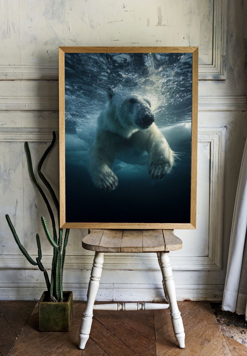 Polar Bear Underwater Photography Poster room preview