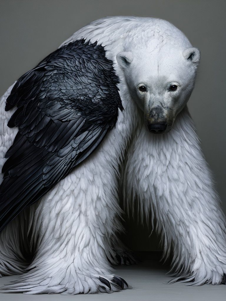 Polar Bear with Raven Photography Poster. poster — animals art