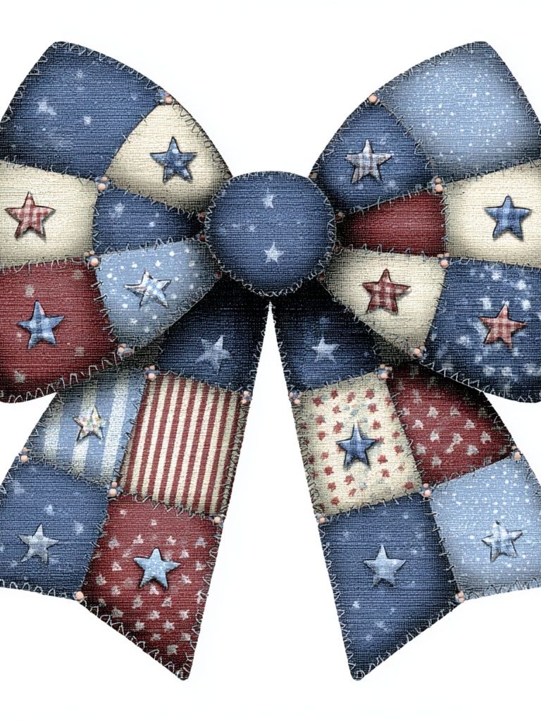 Patriotic Bow Patchwork Poster. poster detail