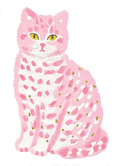 Pink Cat Illustration Poster. poster