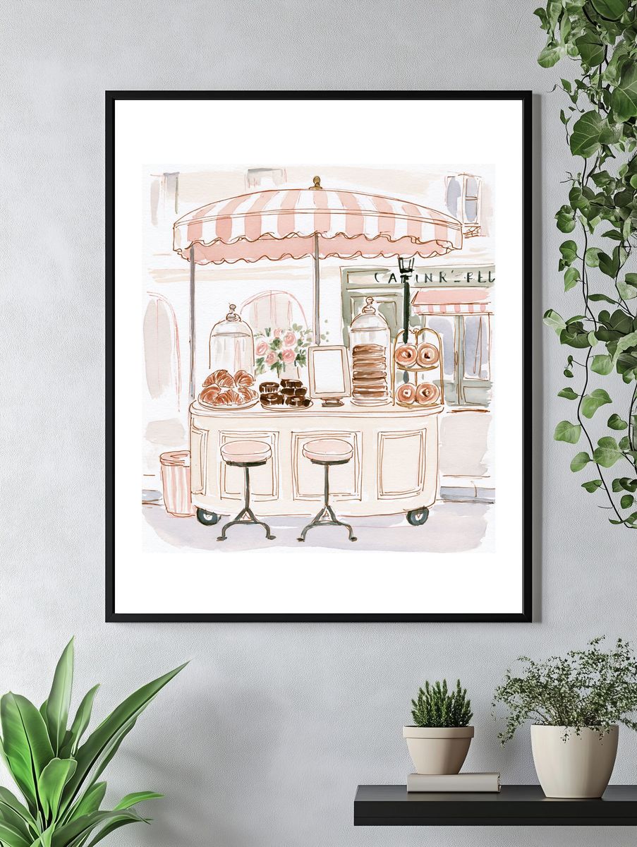 Paris Café Watercolor Poster. — room view 4