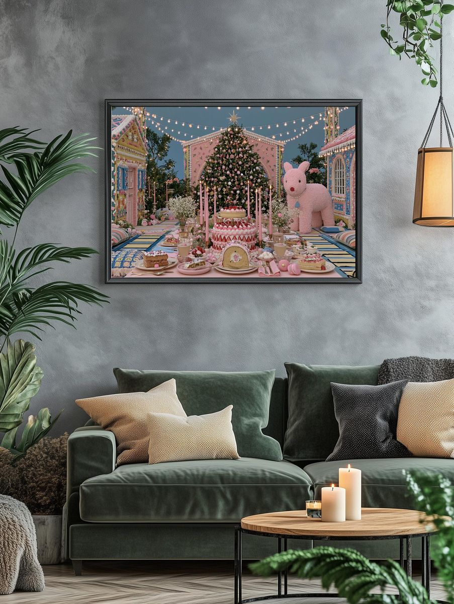 Pastel Christmas Garden Party Print. — room view 4