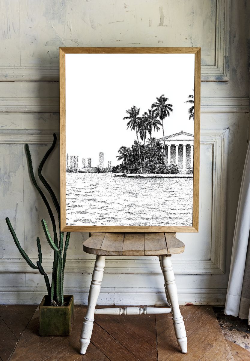 Palm Coastline Sketch Poster. — room view 1