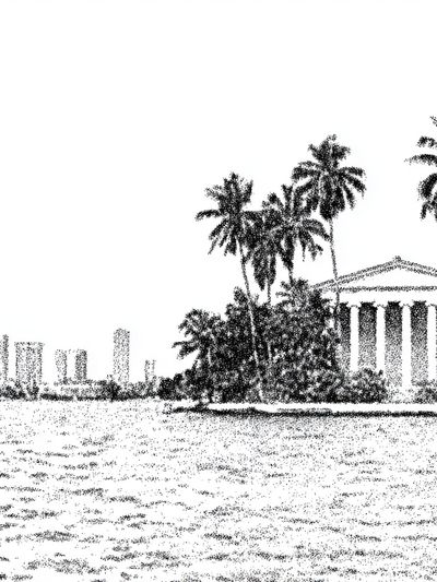 Palm Coastline Sketch Poster. poster