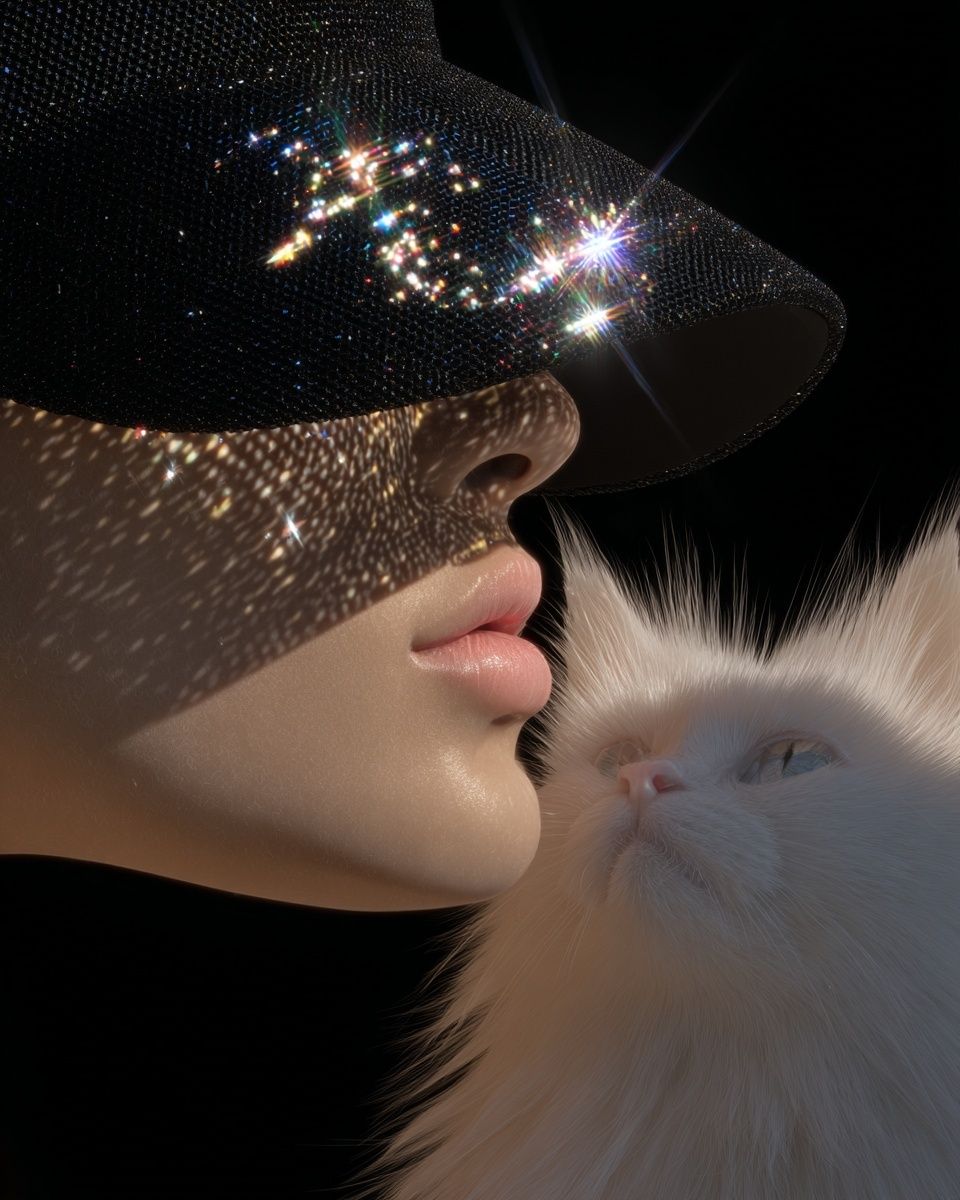 Glamorous Cat and Model Portrait Poster. poster — photography art