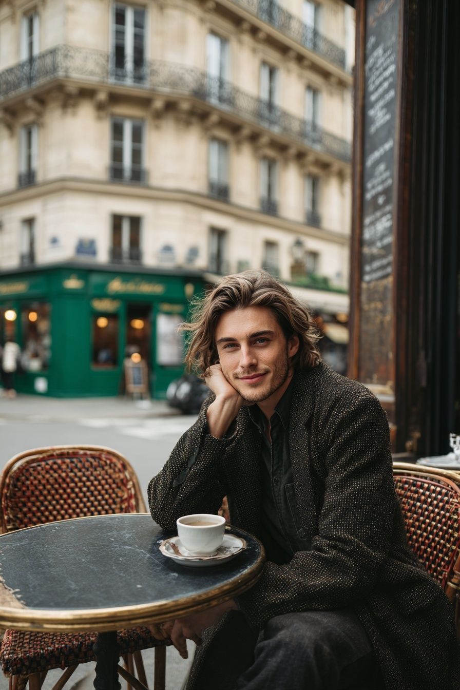 Paris Café Portrait Photography Poster. poster detail