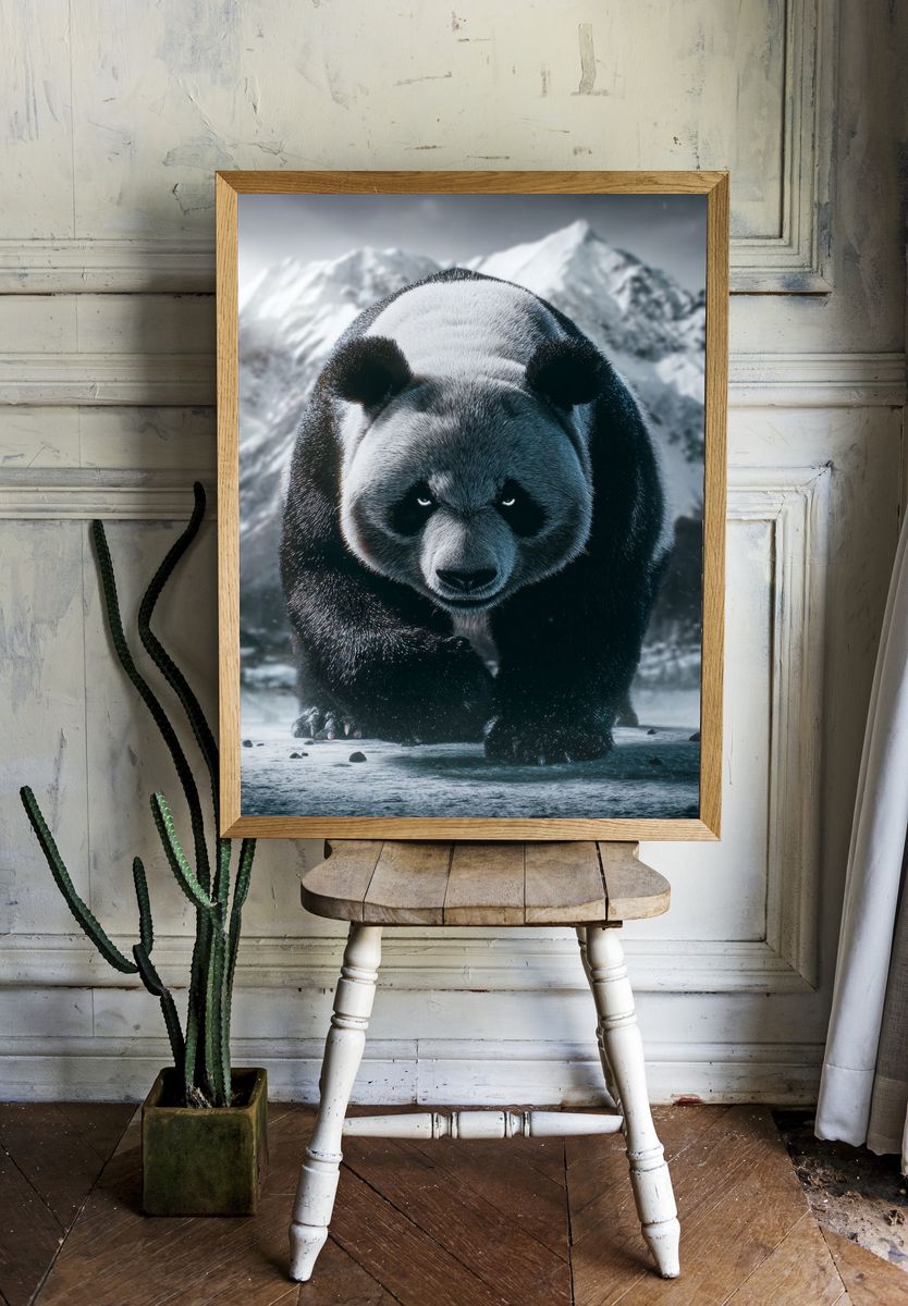 Majestic Panda in Snowy Landscape Poster room preview