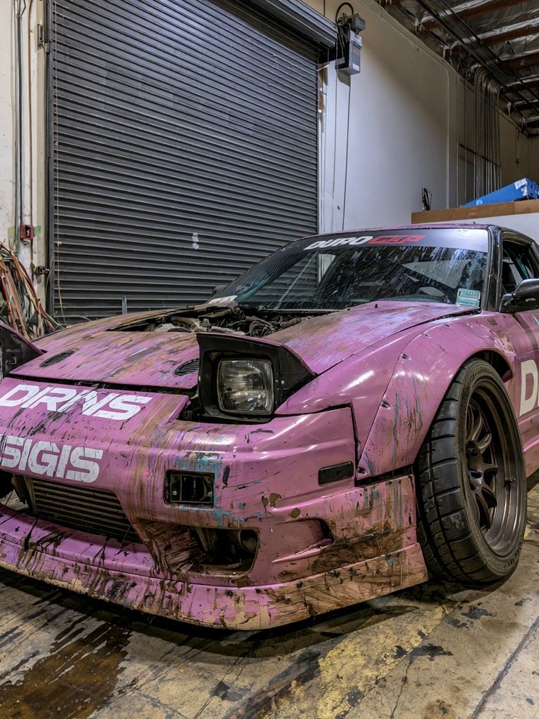 Pink Drift Car Photography Poster. poster — photography art