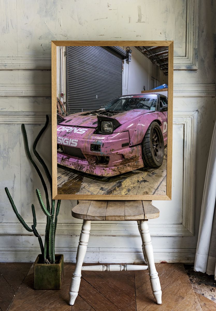 Pink Drift Car Photography Poster. — room view 1