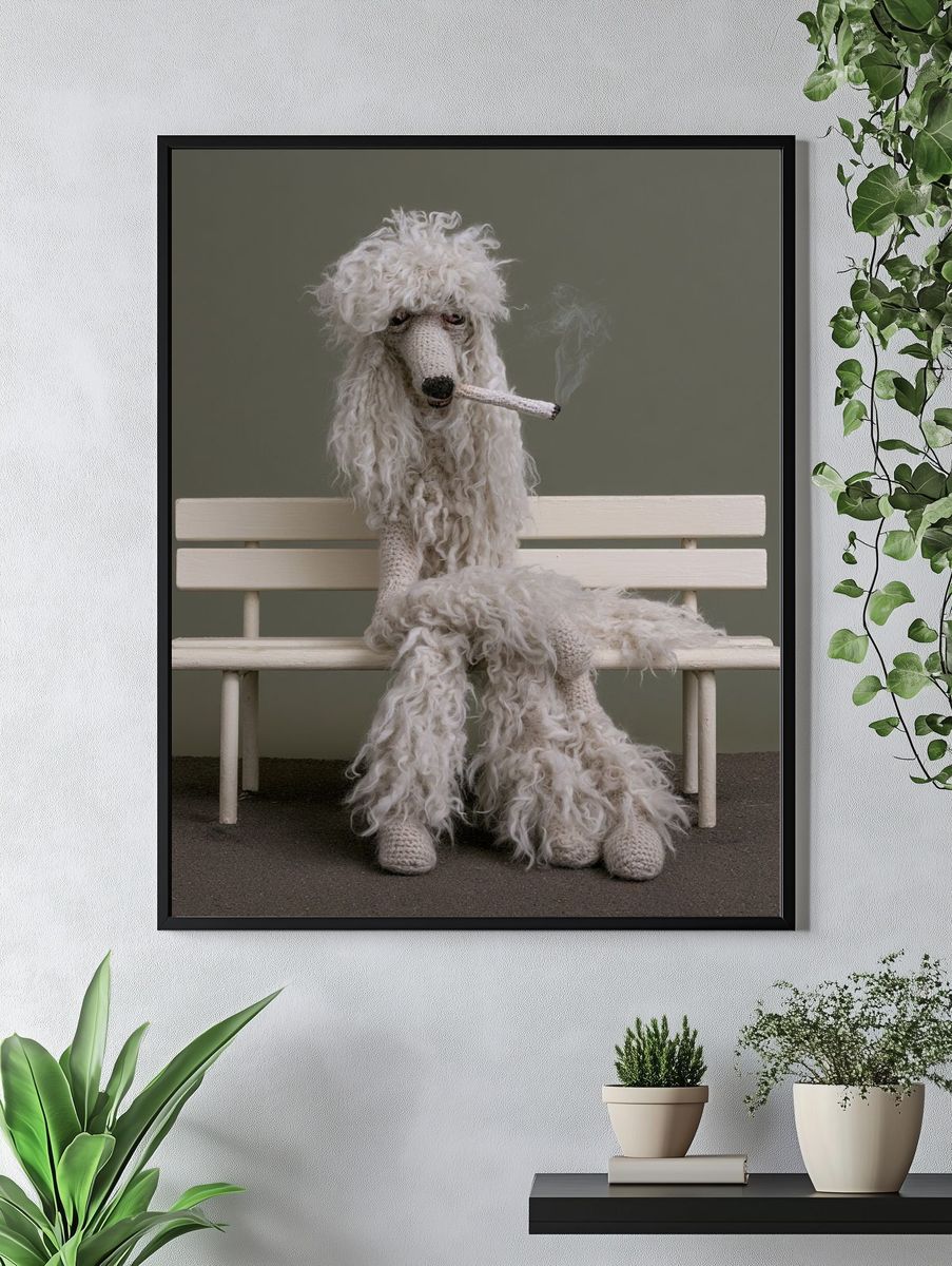 Poodle on Bench Photography Poster. — room view 4