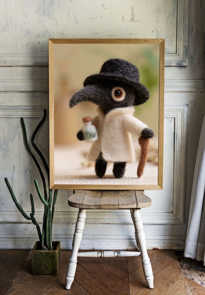 Felt Plague Doctor Portrait Poster. room preview