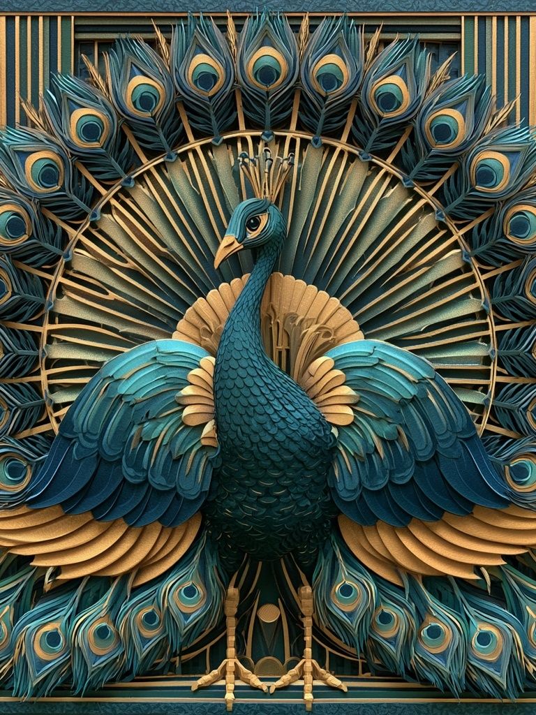 Peacock Art Deco Poster. poster detail