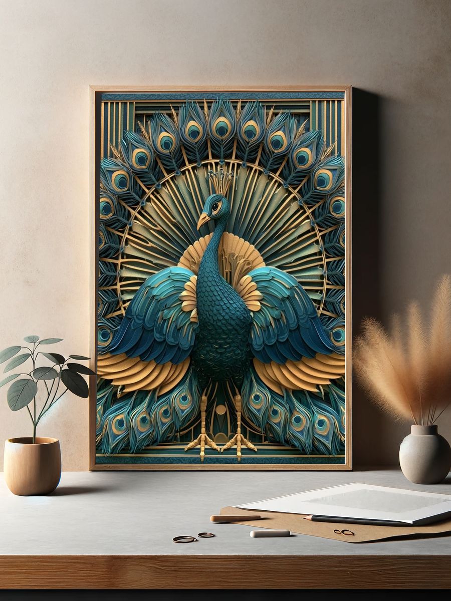 Peacock Art Deco Poster. — room view 2